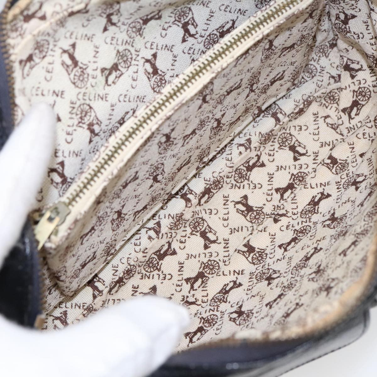 Celine Shoulder Bag Leather, BLACK, LEATHER, Shoulder bag