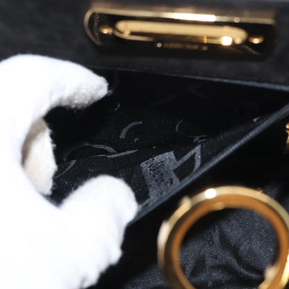 Salvatore Ferragamo Vintage Gancini Chain Shoulder Bag Suede, BLACK, SUEDE, Shoulder bag