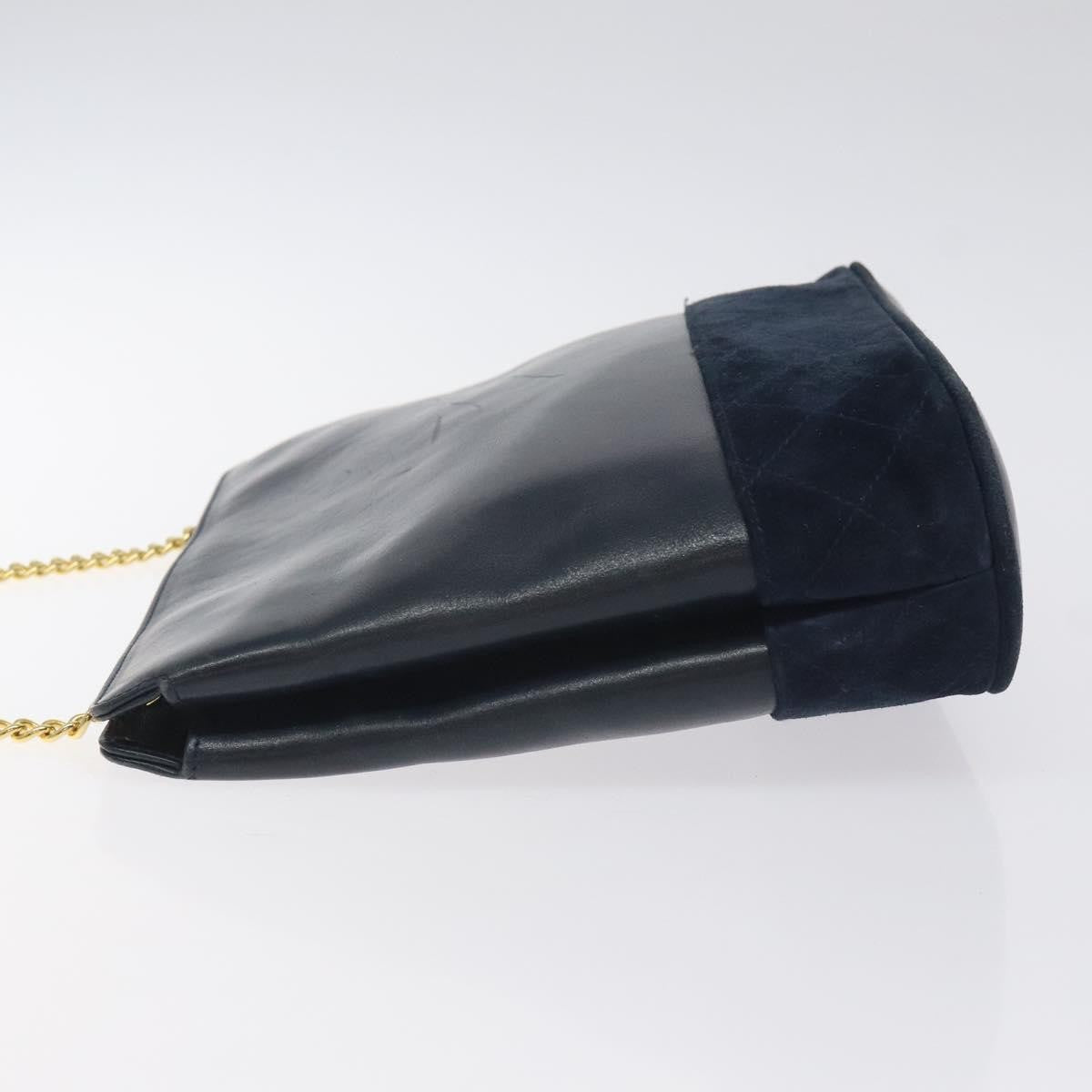 Salvatore Ferragamo Vintage Chain Shoulder Bag Leather, NAVY, LEATHER, Shoulder bag