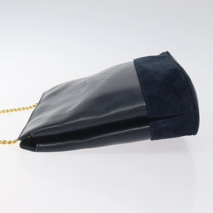 Salvatore Ferragamo Vintage Chain Shoulder Bag Leather, NAVY, LEATHER, Shoulder bag