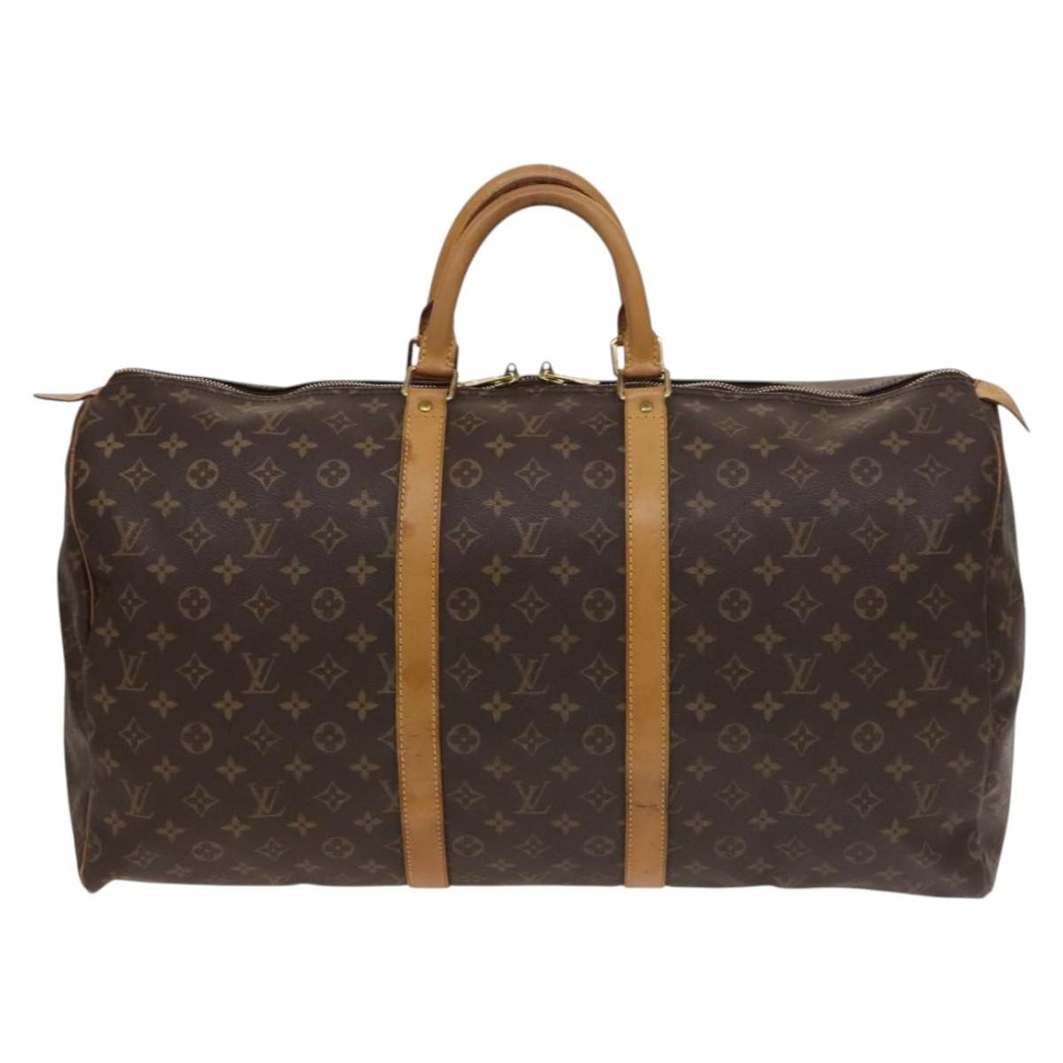 Louis Vuitton Keepall Bag Monogram Canvas, BROWN, CANVAS, Travel bag