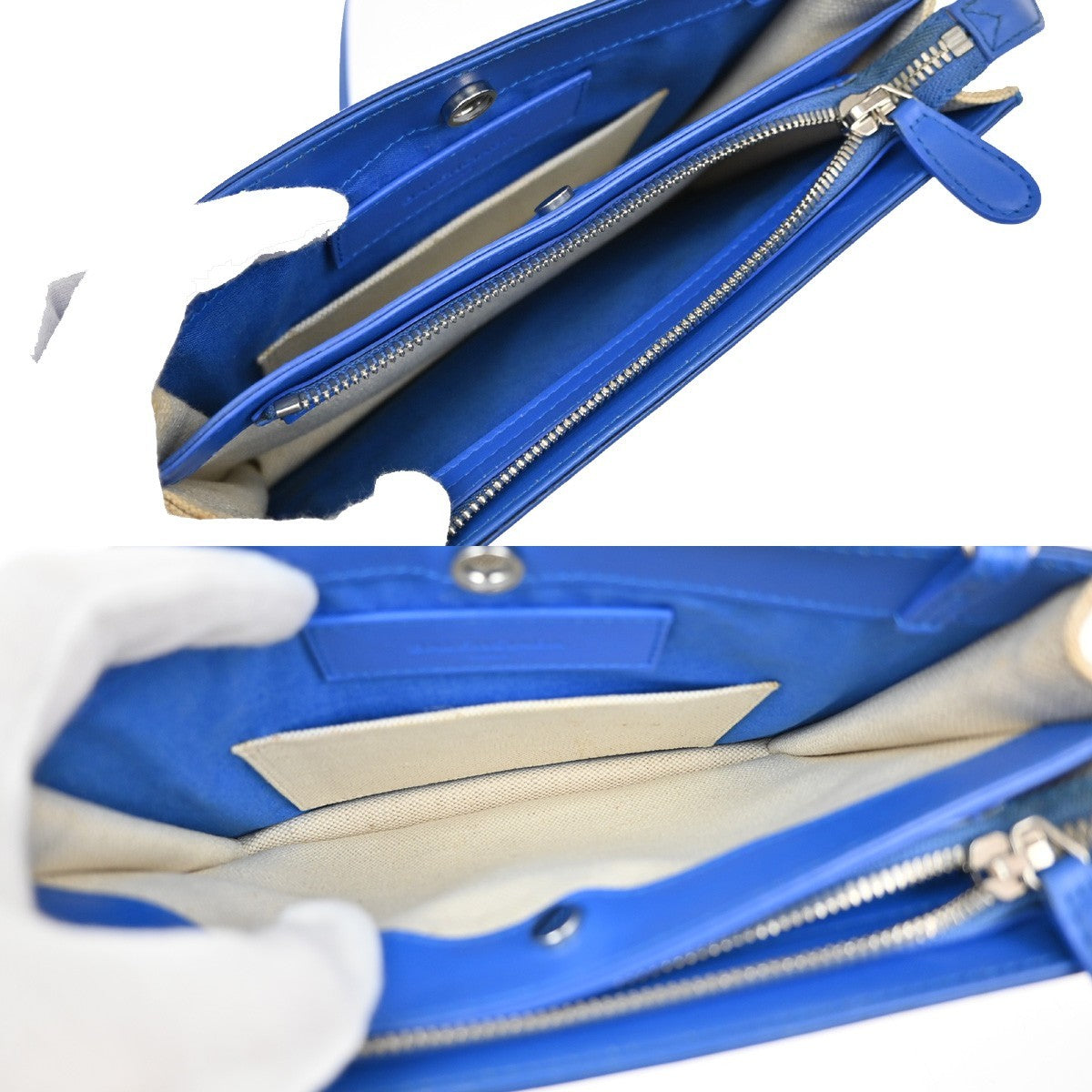 Balenciaga Navy Pochette Canvas and Leather, BEIGE, CANVAS, Clutche & pouche