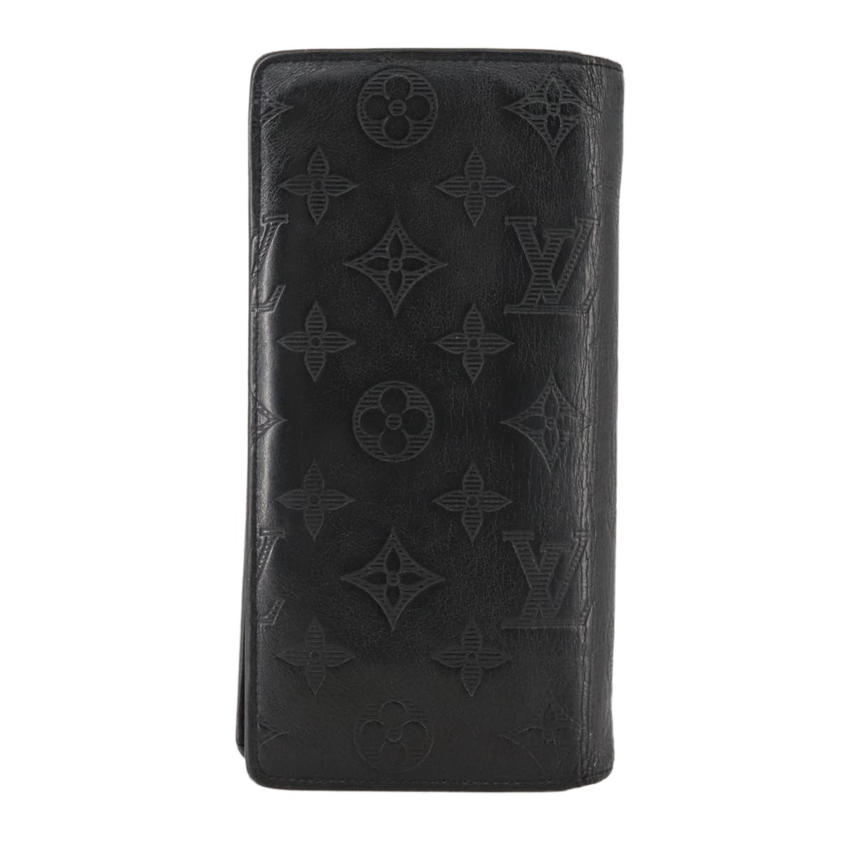 Louis Vuitton Brazza Long Bifold wallet Monogram shadow, BLACK, LEATHER, Wallets