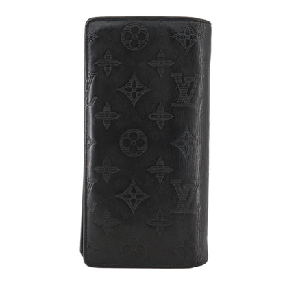 Louis Vuitton Brazza Long Bifold wallet Monogram shadow, BLACK, LEATHER, Wallets