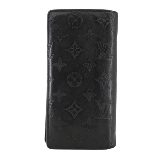 Louis Vuitton Brazza Long Bifold wallet Monogram shadow, BLACK, LEATHER, Wallets