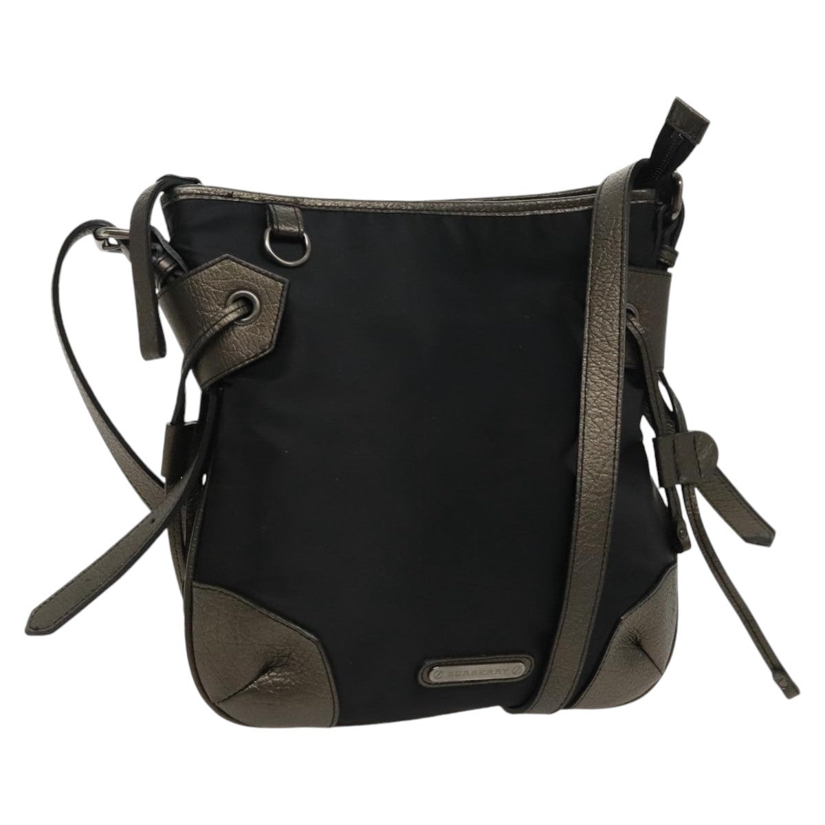 Burberry Zip Top Messenger Nylon, BLACK, NYLON, Shoulder bag