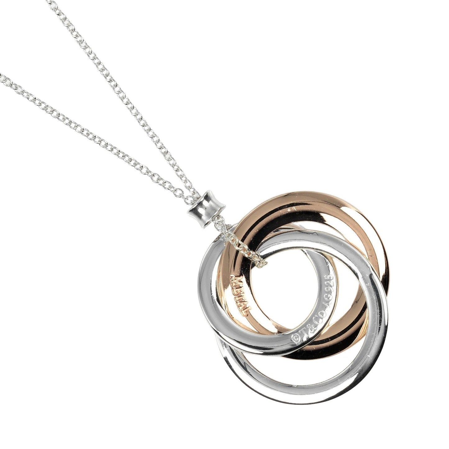 Tiffany & Co. 1837 Interlocking Circles Pendant Necklace Sterling Silver and Rubedo, SILVER, SILVER, Necklace