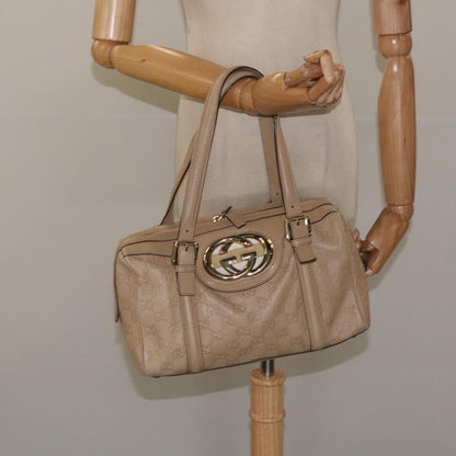 Gucci Vintage Interlocking G Shoulder Bag Leather, BEIGE, LEATHER, Shoulder bag