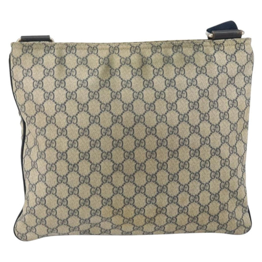 Gucci Zip Top Messenger Bag GG Coated Canvas, NAVY, PVC, Shoulder bag