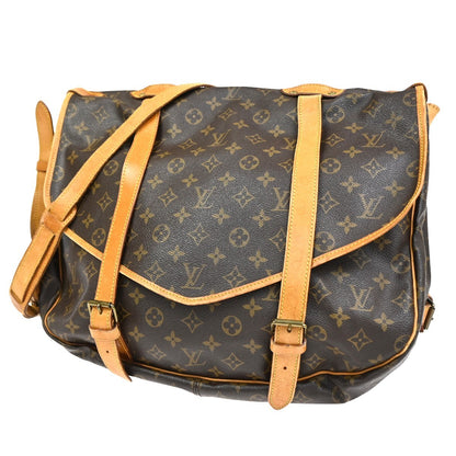Louis Vuitton Saumur Handbag Monogram Canvas, Brown, Leather, Shoulder Bag