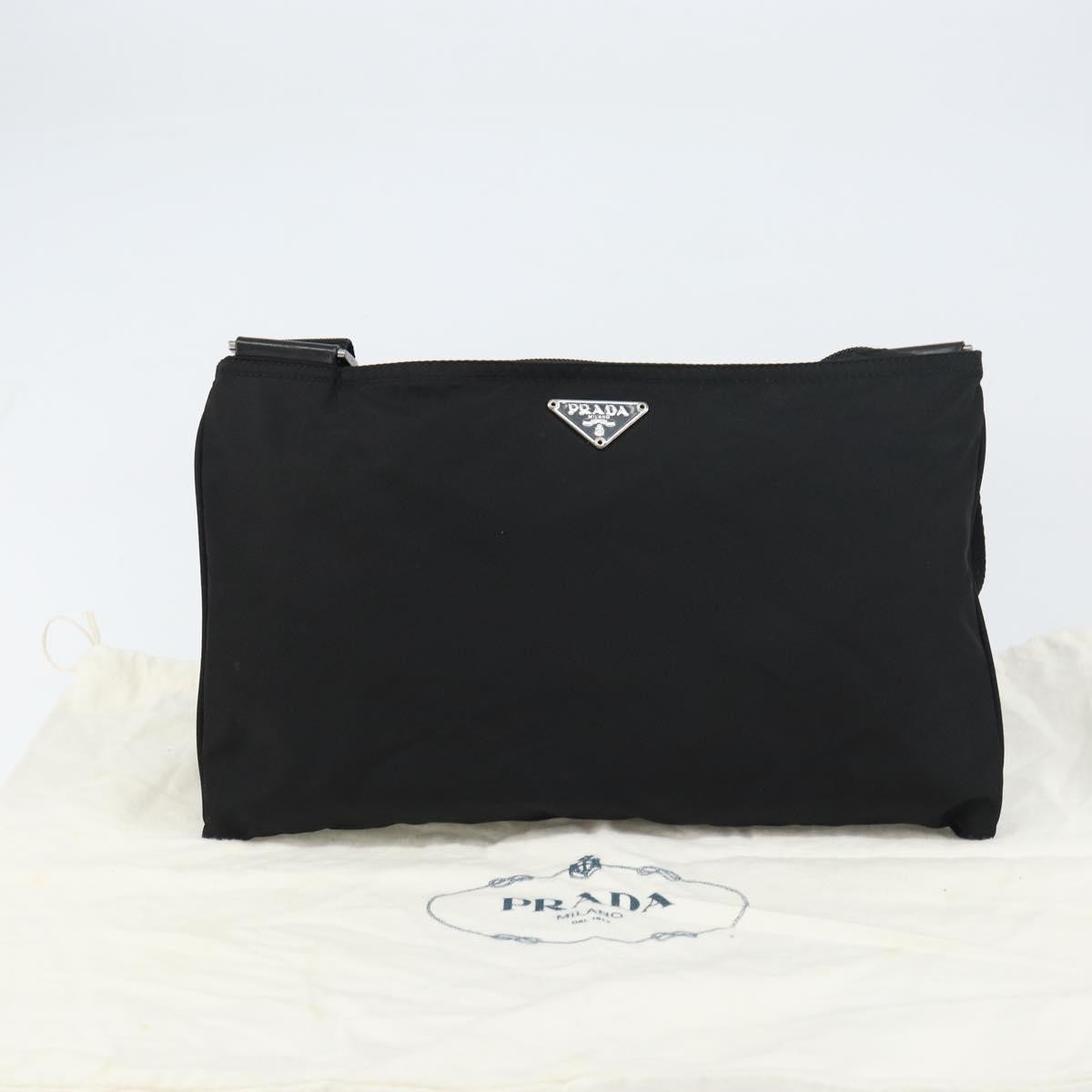Prada Flat Messenger Bag Tessuto, BLACK, NYLON, Shoulder bag