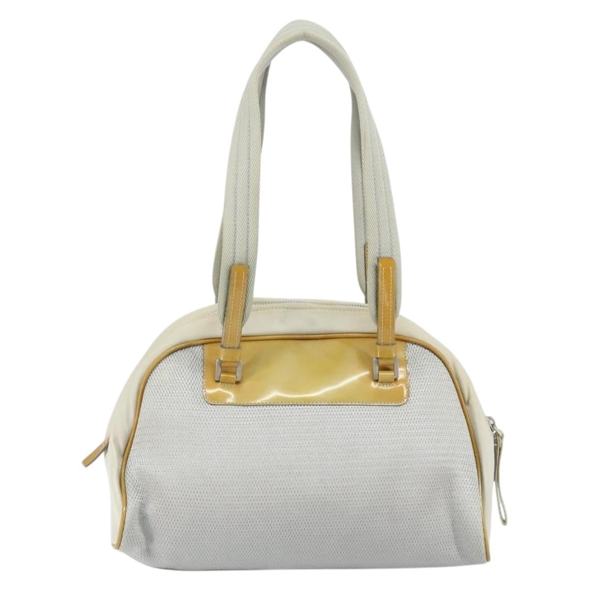 Prada Vintage Zip Handbag Tessuto, Silver, Nylon, Handbag