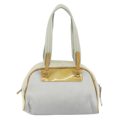 Prada Vintage Zip Handbag Tessuto, Silver, Nylon, Handbag