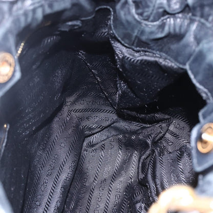 Prada Bow Tie Pleated Tote Leather, BLACK, LEATHER, Handbag