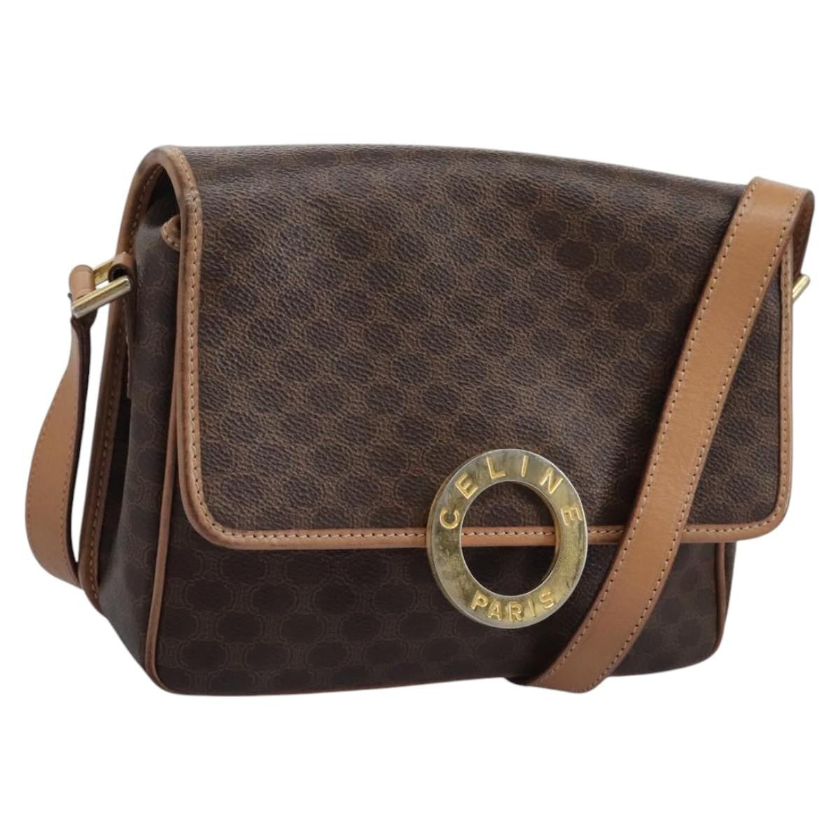 Celine Vintage Macadam Shoulder Bag Canvas, BROWN, CANVAS, Shoulder bag