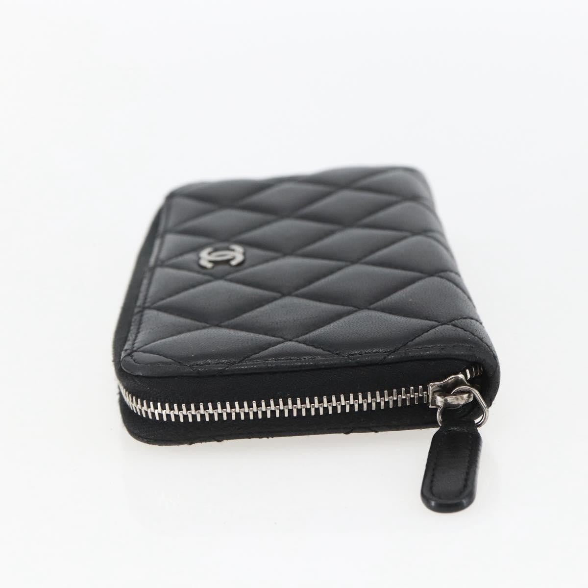 Chanel Zip Around Organizer Wallet Quilted Lambskin, BLACK, LEATHER, Wallets