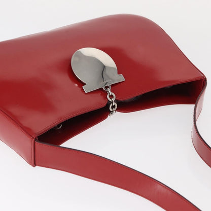 Salvatore Ferragamo Gancini Shoulder Bag Leather, RED, PATENT_LEATHER, Shoulder bag
