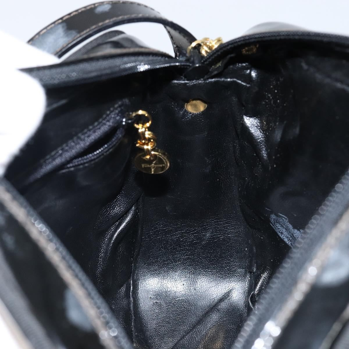 Salvatore Ferragamo Vala Shoulder Bag Patent Leather, BLACK, PATENT_LEATHER, Shoulder bag