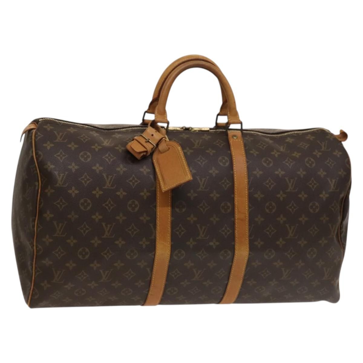 Louis Vuitton Keepall Bag Monogram Canvas, BROWN, CANVAS, Travel bag