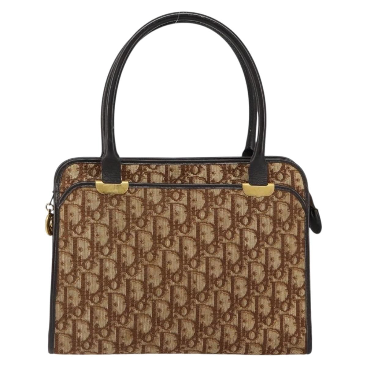 Christian Dior Vintage Trotter Handbag Canvas, BEIGE, CANVAS, Handbag