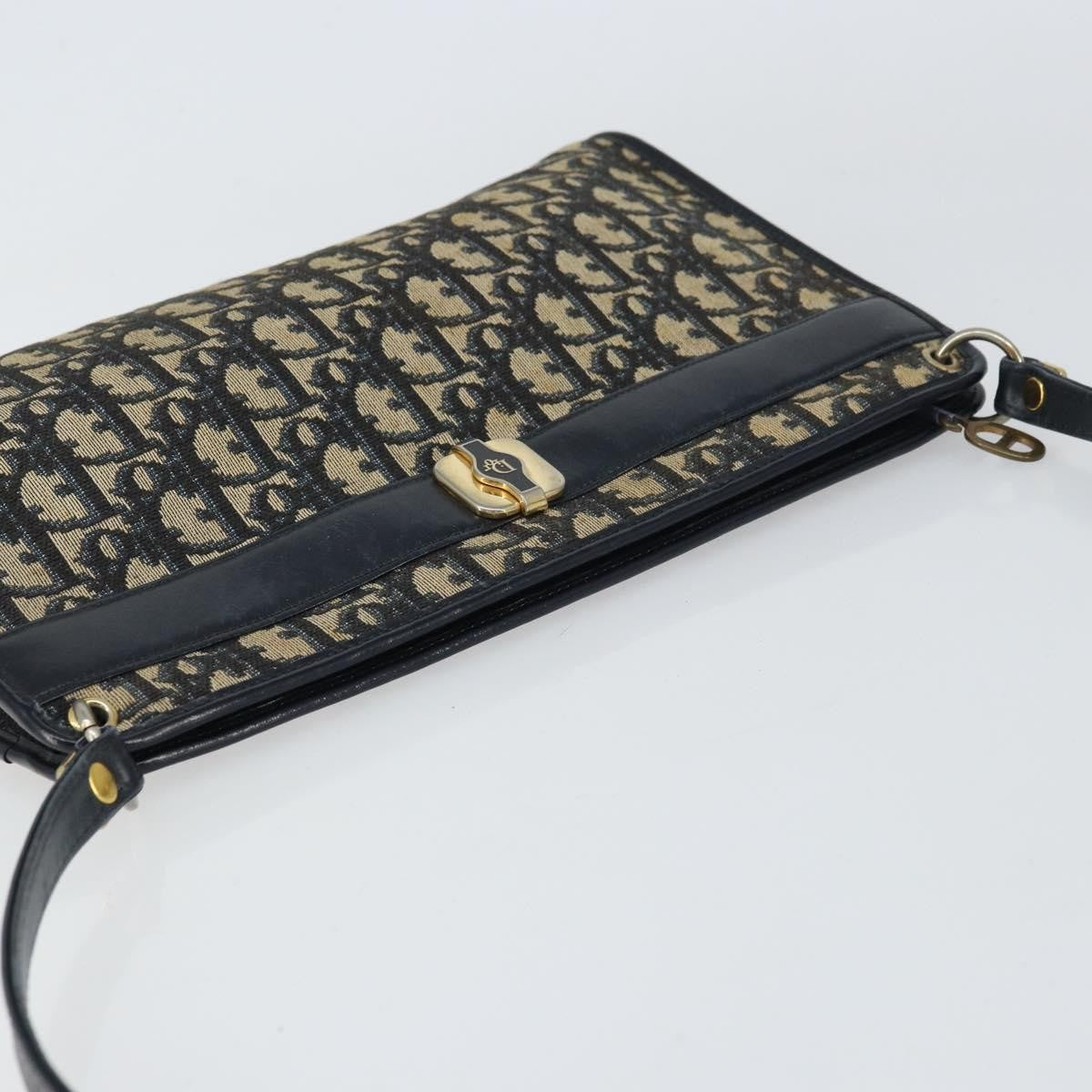 Christian Dior Vintage Trotter Shoulder Bag Canvas, NAVY, CANVAS, Shoulder bag