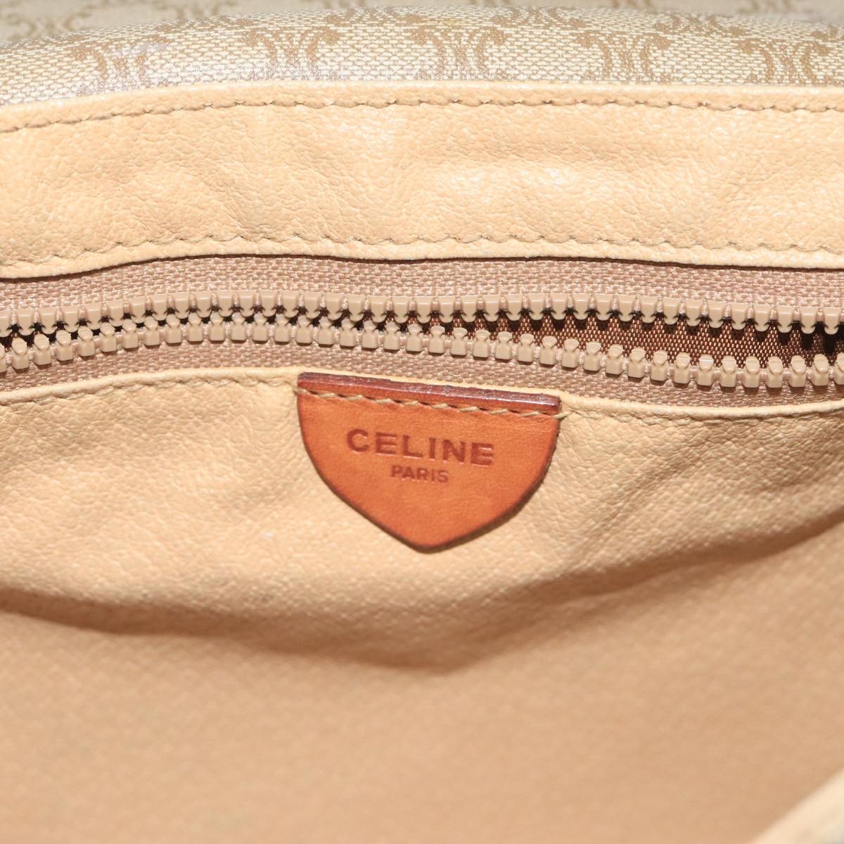 Celine Macadam Shoulder Bag Canvas, BEIGE, CANVAS, Shoulder bag