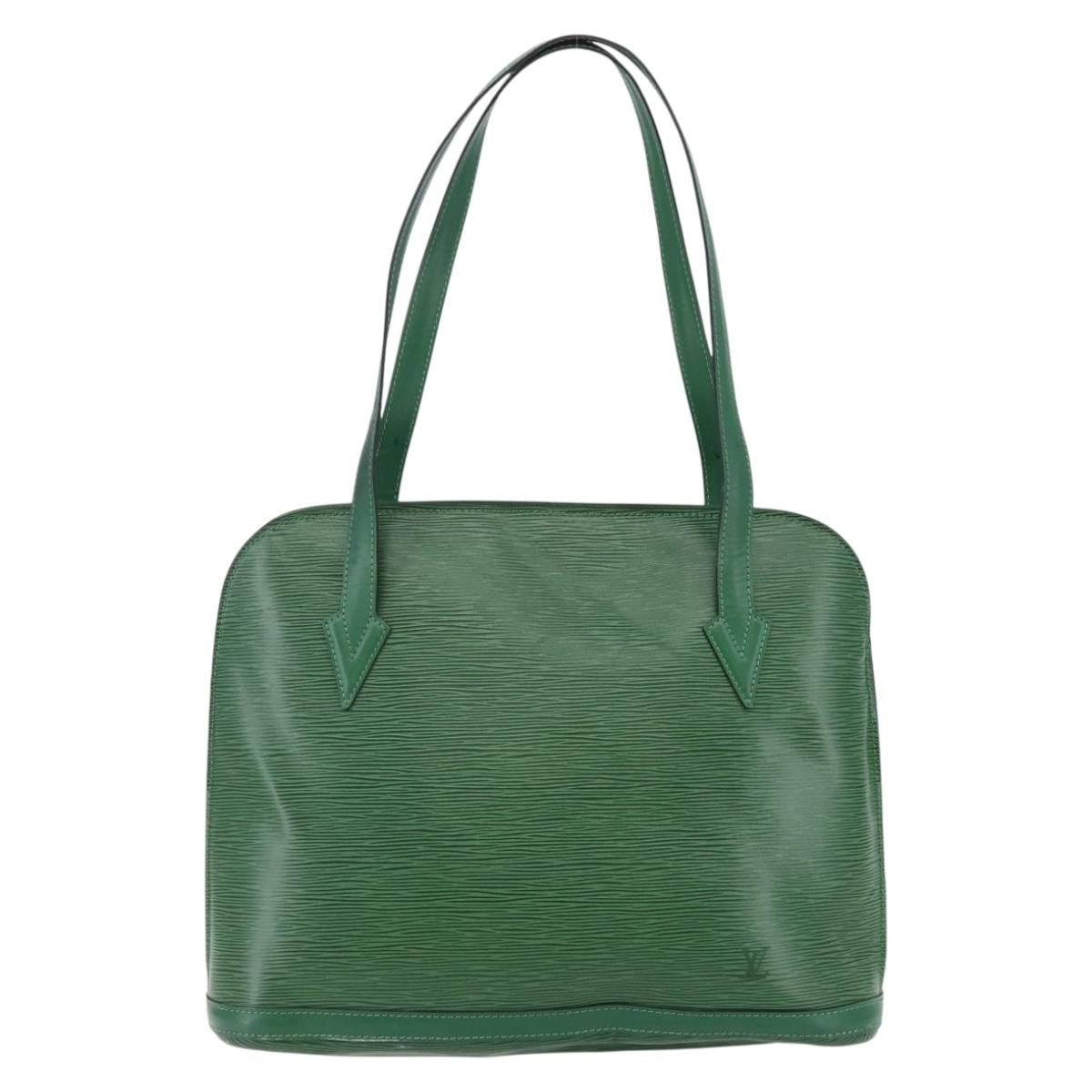 Louis Vuitton Lussac Handbag Epi Leather, GREEN, LEATHER, Handbag