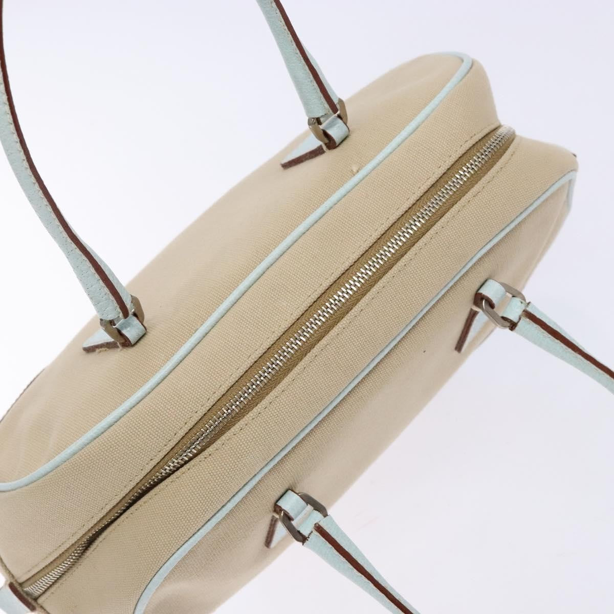 Prada Bauletto Bag Canvas with Leather, BEIGE, CANVAS, Handbag