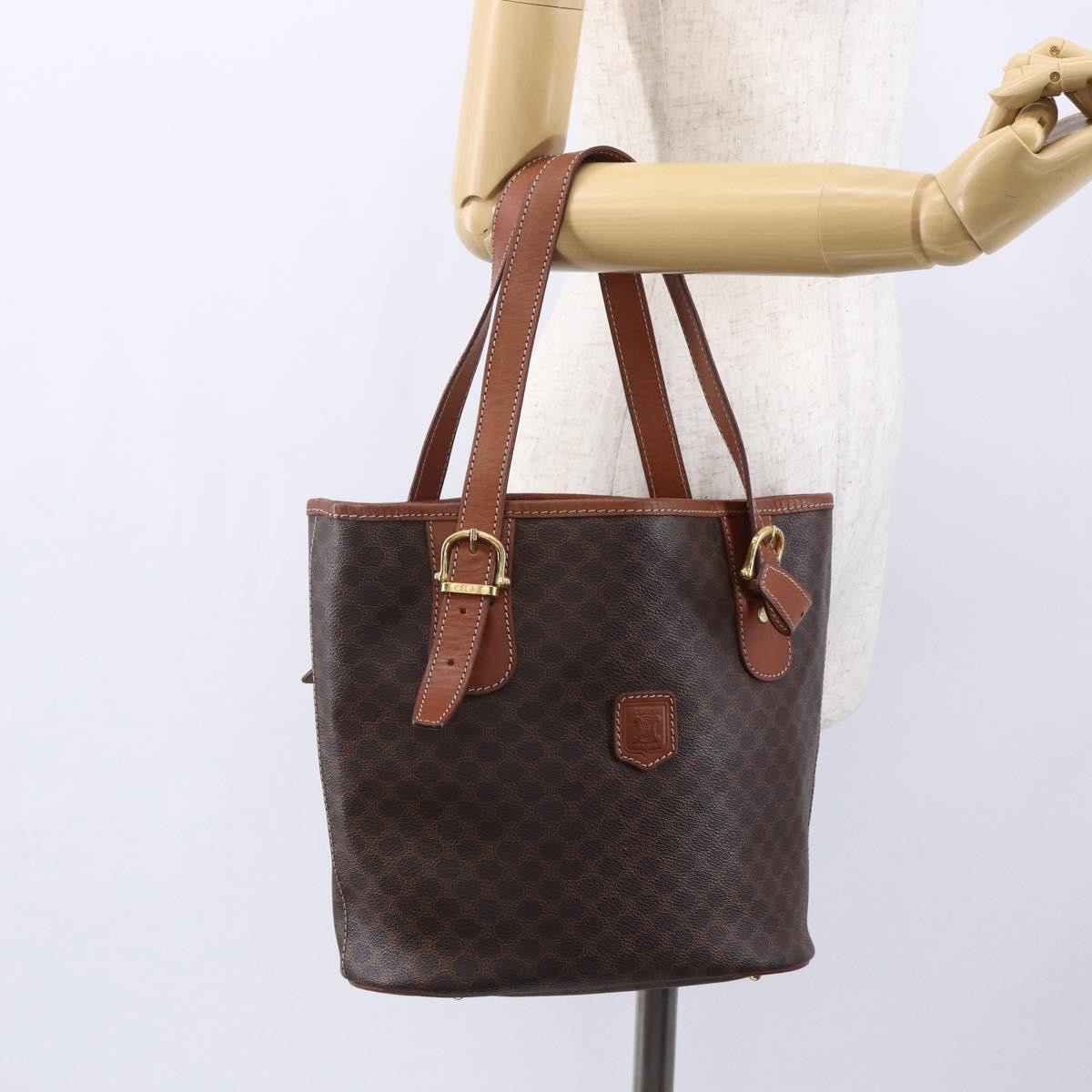 Celine Vintage Macadam Tote bag Canvas, BROWN, CANVAS, Tote bag