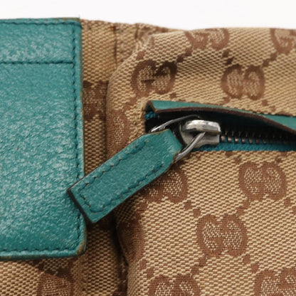 Gucci Vintage Double Belt Bag GG Canvas with Leather, BEIGE, CANVAS, Shoulder bag