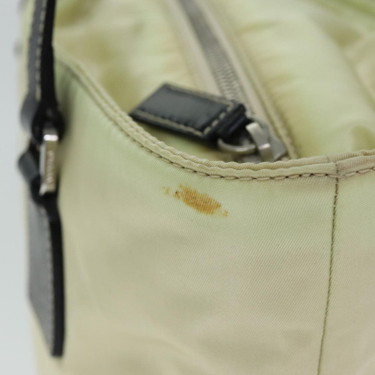 Prada Vintage Zip Handbag Tessuto, BEIGE, NYLON, Handbag