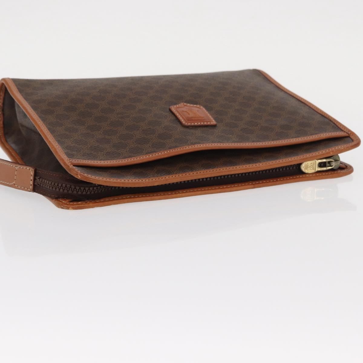 Celine Macadam Pochette Canvas and Leather, BROWN, CANVAS, Clutche & pouche