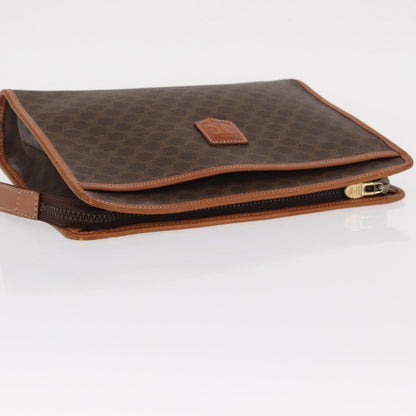 Celine Macadam Pochette Canvas and Leather, BROWN, CANVAS, Clutche & pouche
