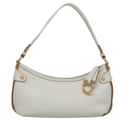 Salvatore Ferragamo Gancini Shoulder Bag Leather, WHITE, LEATHER, Shoulder bag