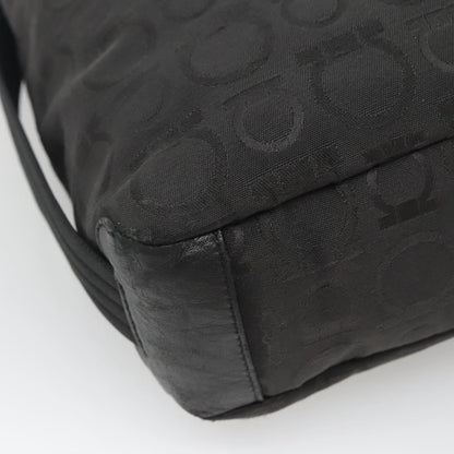 Salvatore Ferragamo Gancini Shoulder Bag Canvas, BLACK, CANVAS, Shoulder bag