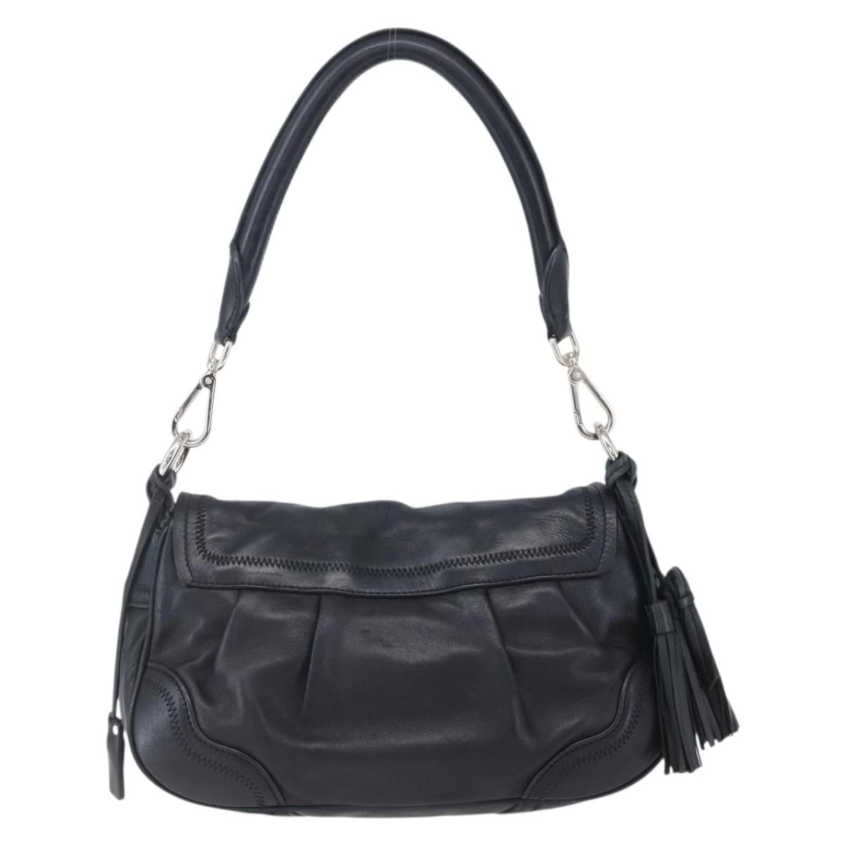 Prada Pushlock Shoulder Bag Leather, BLACK, LEATHER, Shoulder bag