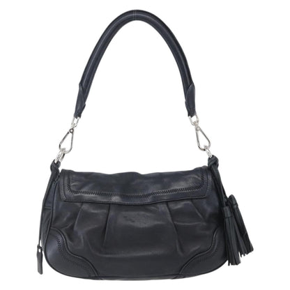 Prada Pushlock Shoulder Bag Leather, BLACK, LEATHER, Shoulder bag