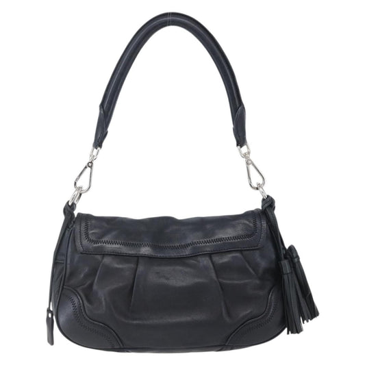 Prada Pushlock Shoulder Bag Leather, BLACK, LEATHER, Shoulder bag