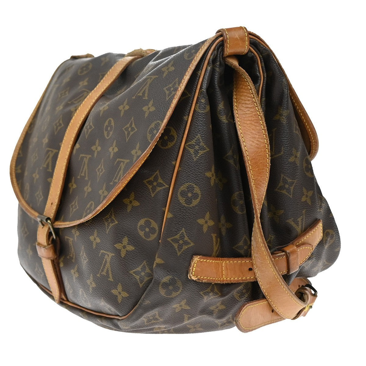 Louis Vuitton Saumur Handbag Monogram Canvas, BROWN, CANVAS, Shoulder bag