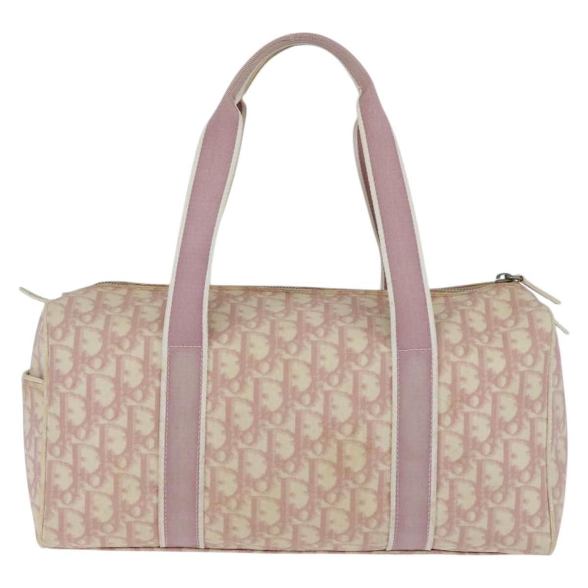 Christian Dior Vintage Trotter Boston Bag Diorissimo Coated Canvas, PINK, PVC, Handbag