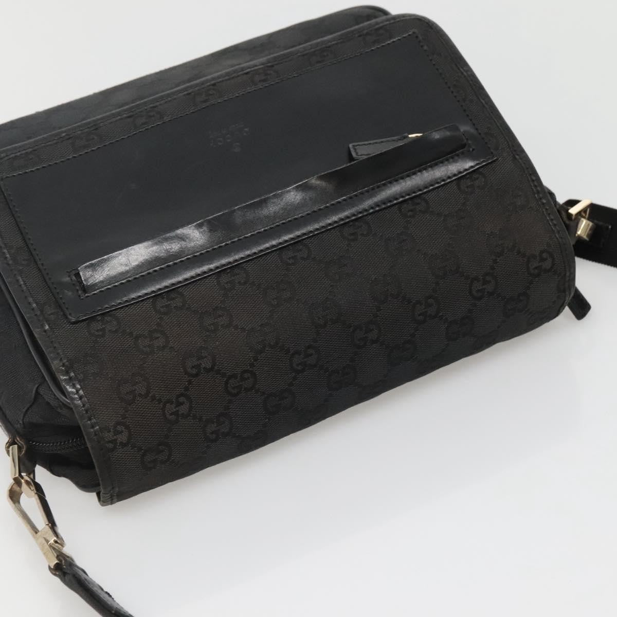 Gucci Flap Messenger Bag GG Coated Canvas, BLACK, CANVAS, Shoulder bag