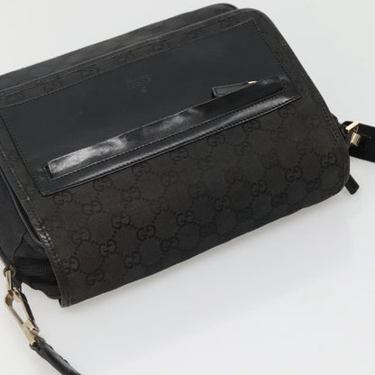Gucci Flap Messenger Bag GG Coated Canvas, BLACK, CANVAS, Shoulder bag