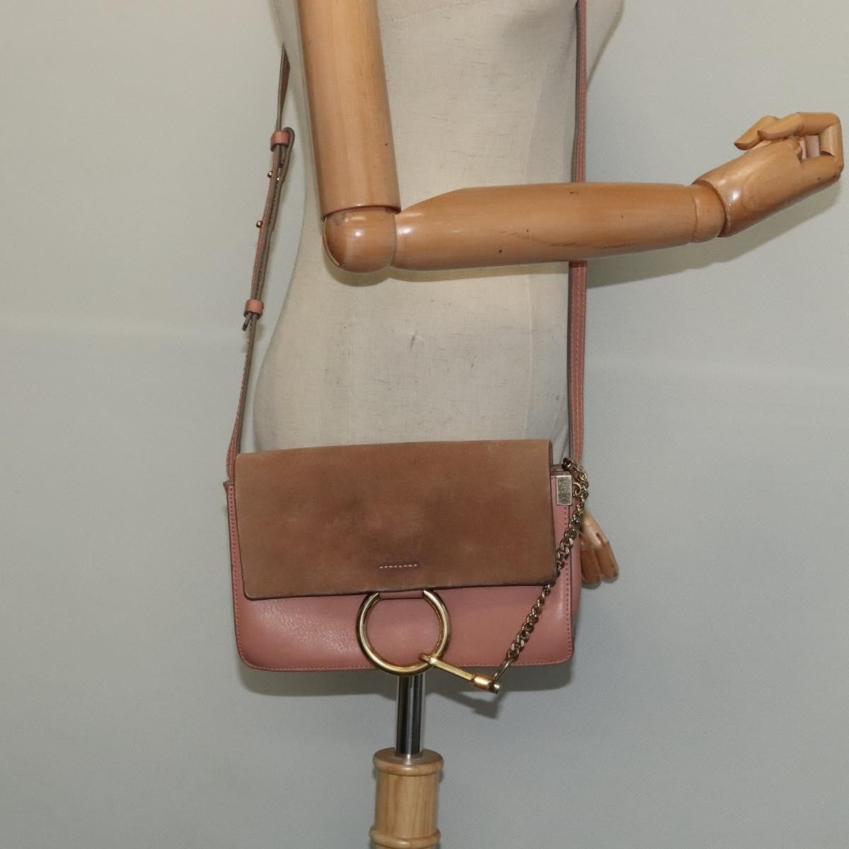 Chloe Faye Crossbody Leather and Suede, PINK, LEATHER, Shoulder bag
