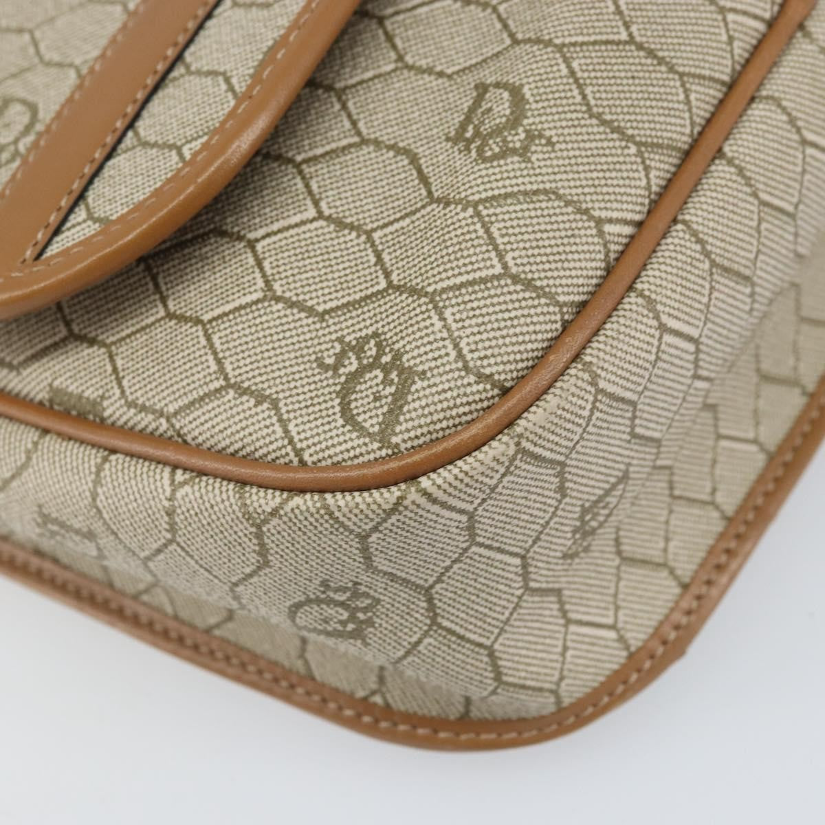 Christian Dior Vintage Honeycomb Shoulder Bag Canvas, Beige, PVC + Canvas, Shoulder Bag