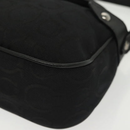 Salvatore Ferragamo Gancini handbag Canvas and Leather, BLACK, CANVAS, Handbag