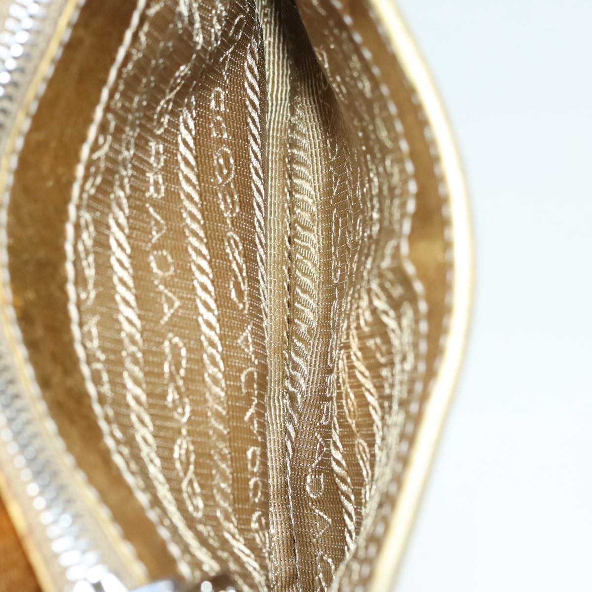 Prada Vintage Pouch Leather, GOLD, LEATHER, Clutche & pouche