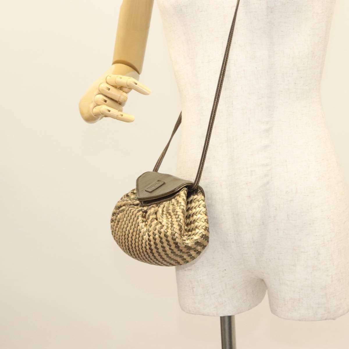 Fendi Vintage Shoulder Bag Leather, GOLD, LEATHER, Shoulder bag