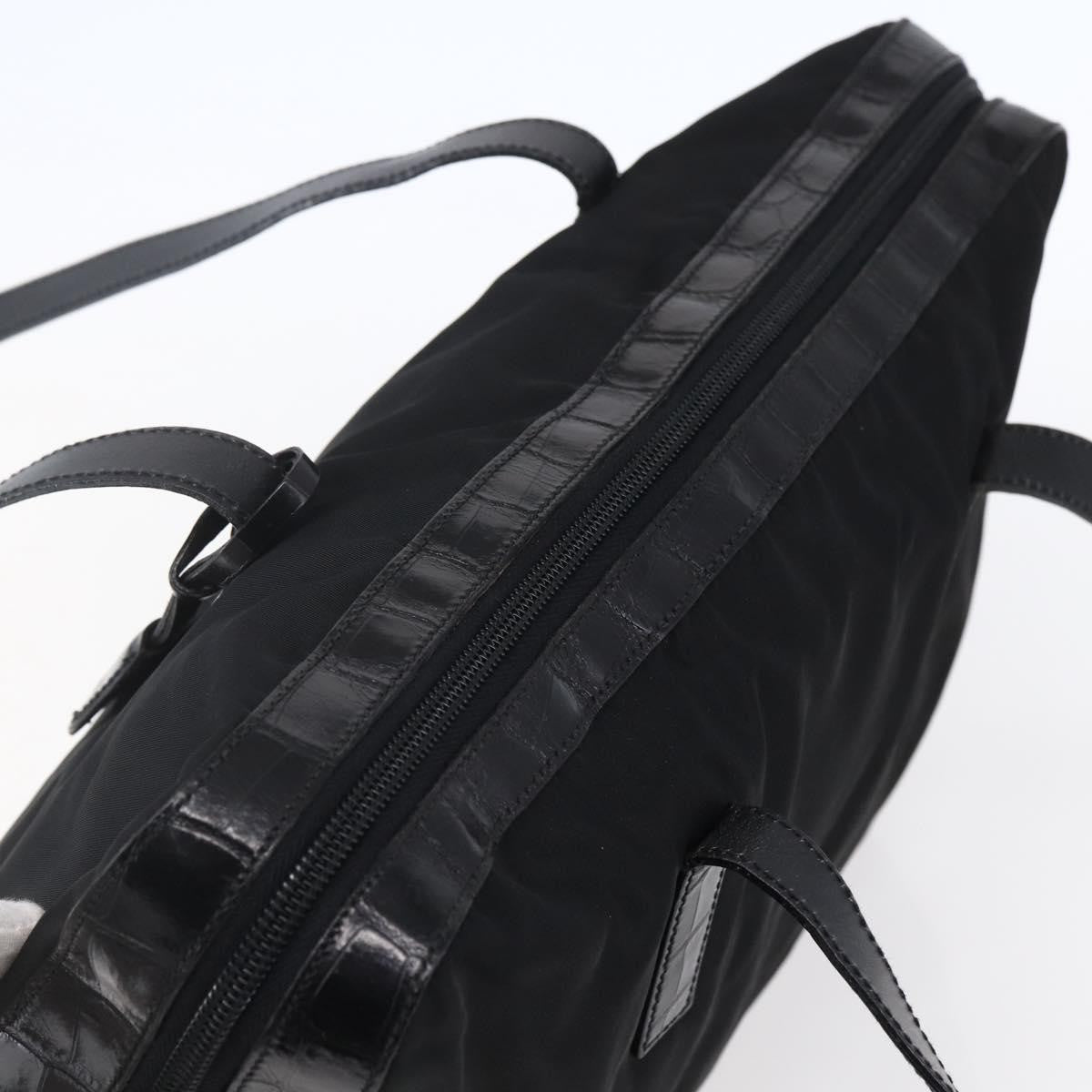 Prada Vintage Shoulder Bag Nylon and Leather, BLACK, NYLON, Shoulder bag