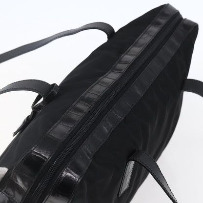 Prada Vintage Shoulder Bag Nylon and Leather, BLACK, NYLON, Shoulder bag