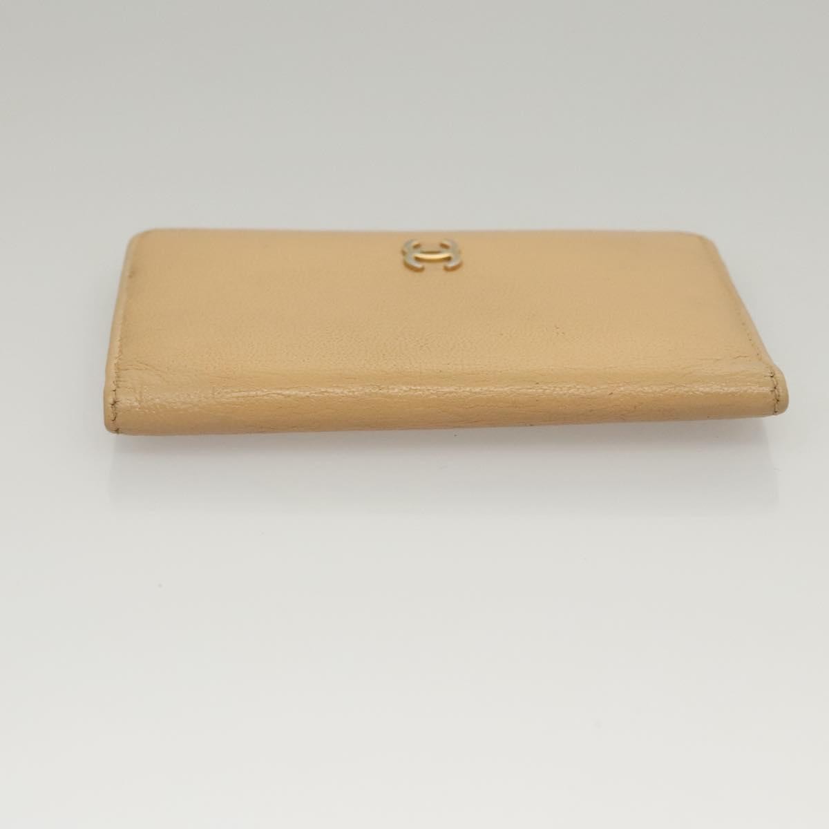 Chanel CC Card Case Leather, BEIGE, LEATHER, Card Holders